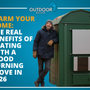  Promotional image highlighting the real benefits of heating with wood burning stove systems in cold weather.