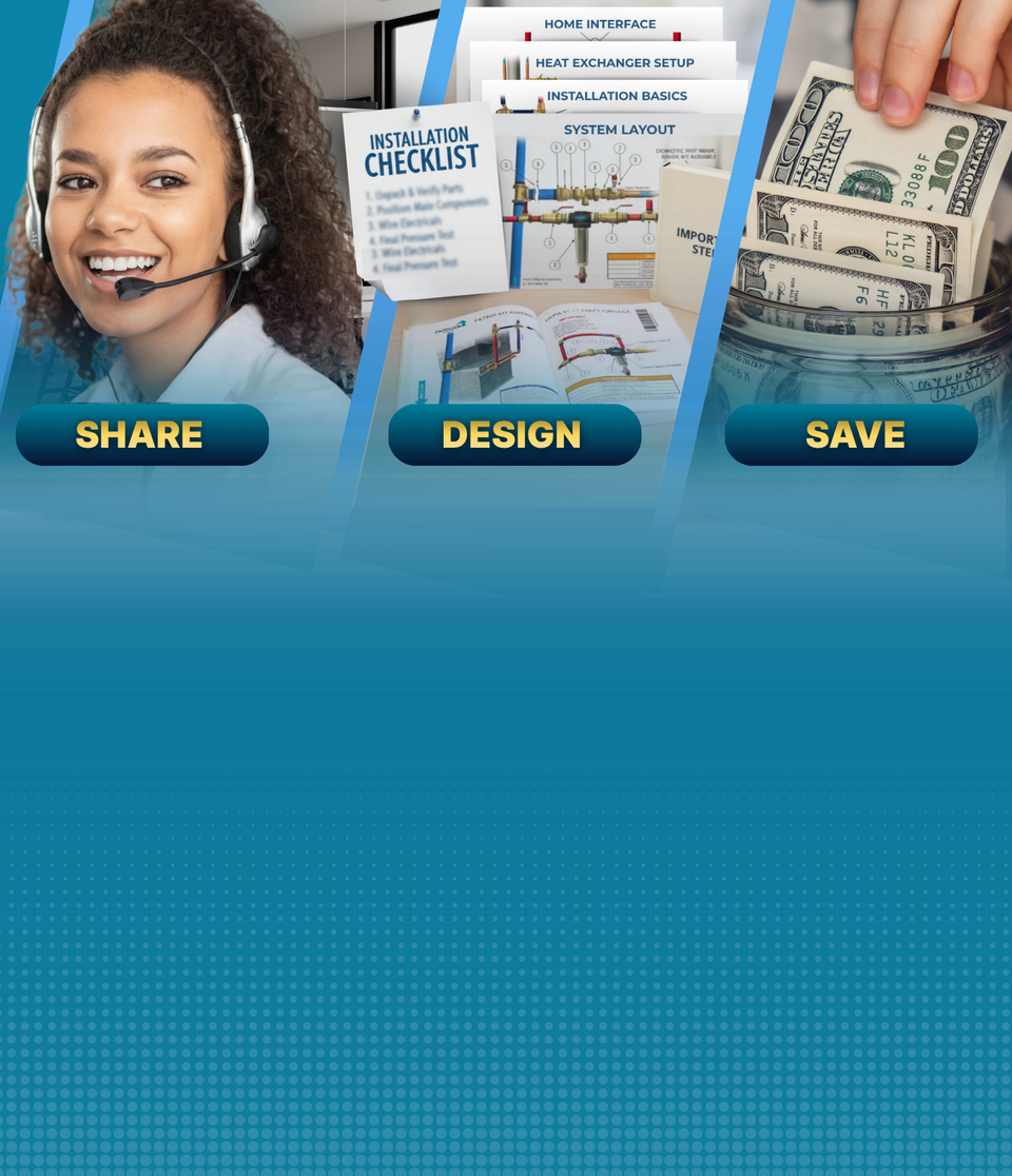  Interface with a person wearing a headset, installation checklist, and money on a blue background